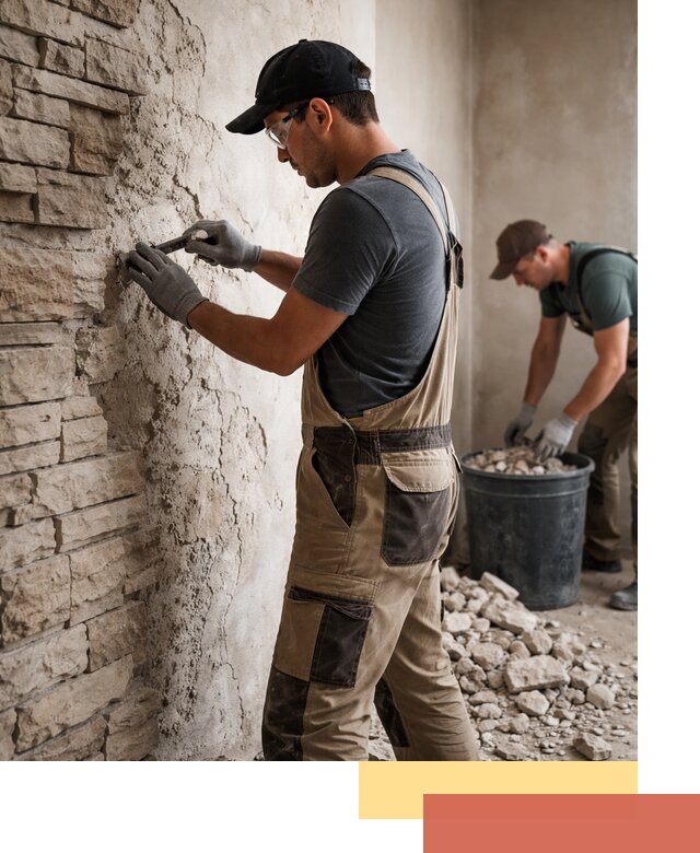 Демонтаж декоративного камня в Печоре профессионально и безопасно