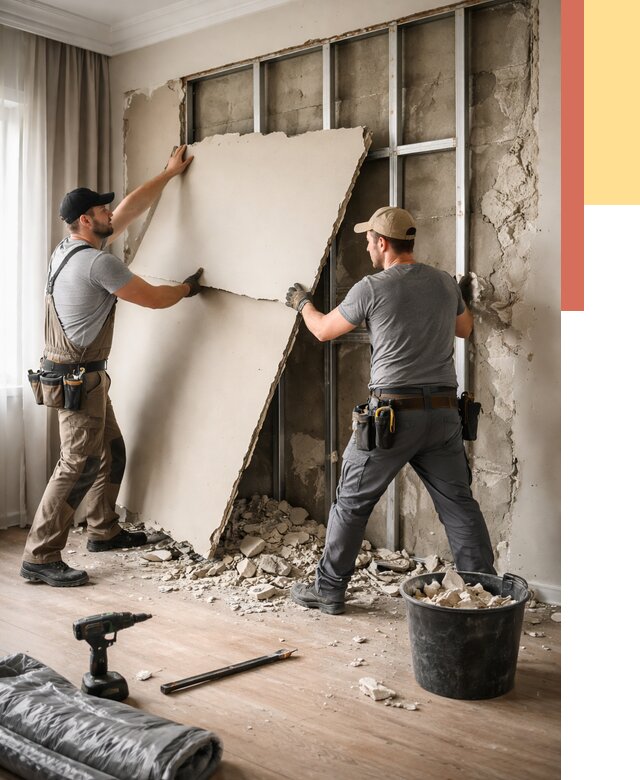 Демонтаж гипсокартона со стен в Печоре от 356 руб. — услуги демонтажа | ОТДЕЛОЧНИК-Пчр