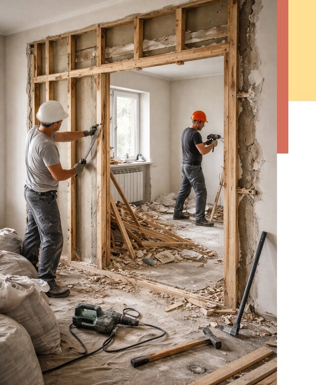 Демонтаж деревянных перегородок в Печоре от 3258 руб. — быстро и недорого | ОТДЕЛОЧНИК-Пчр