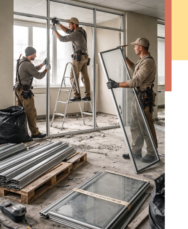 Демонтаж алюминиевых перегородок в Печоре от 4276 руб. — быстро и недорого | ОТДЕЛОЧНИК-Пчр