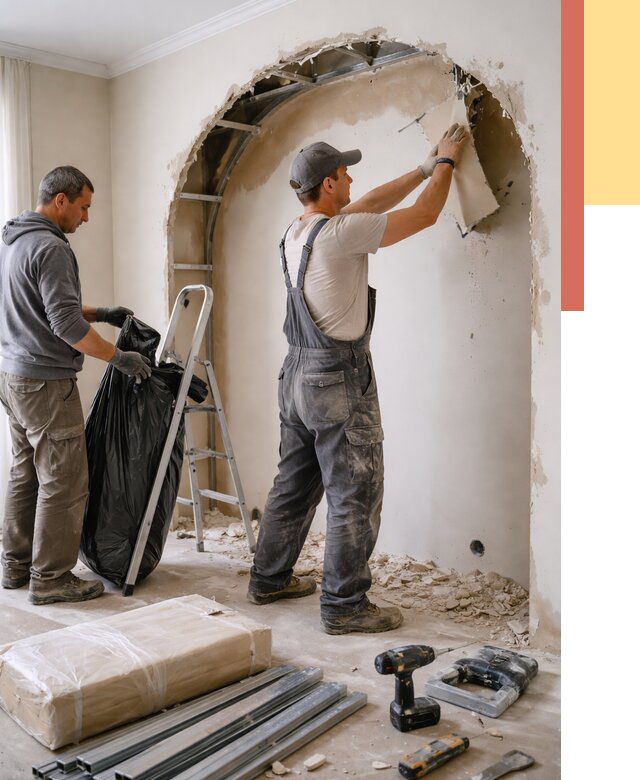 Демонтаж арки из гипсокартона в Печоре от 3564 руб. — услуги под ключ | ОТДЕЛОЧНИК-Пчр