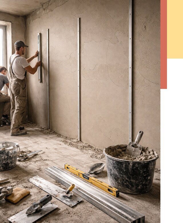 Штукатурка стен по маякам в Печоре от 5600 руб./м² — выравнивание под ключ | ОТДЕЛОЧНИК-Пчр