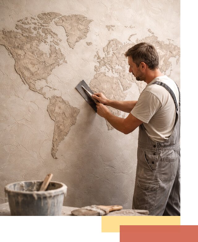 Декоративная штукатурка «Карта мира» под ключ в Печоре