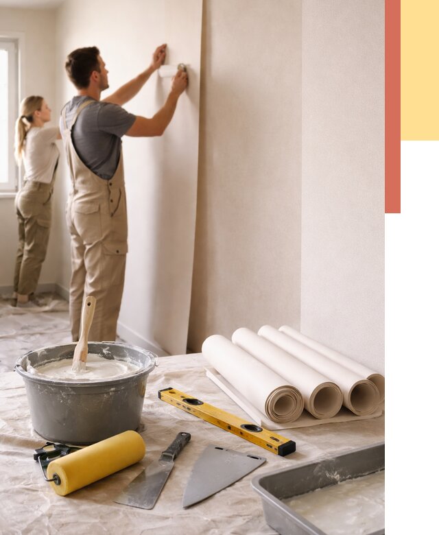 Поклейка бумажных обоев в Печоре от 5600 руб./м2 — быстро и недорого | ОТДЕЛОЧНИК-Пчр