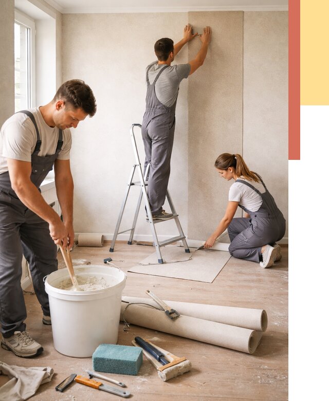 Оклейка стен обоями в Печоре от 3564 руб/м2 — быстро и недорого | ОТДЕЛОЧНИК-Пчр