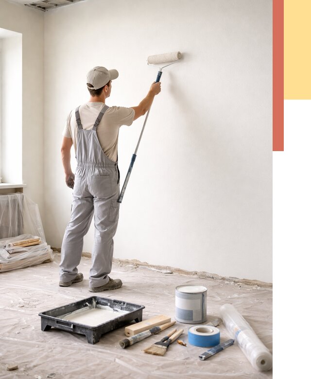 Покраска стен водоэмульсионной краской в Печоре от 458 руб. за м² | ОТДЕЛОЧНИК-Пчр