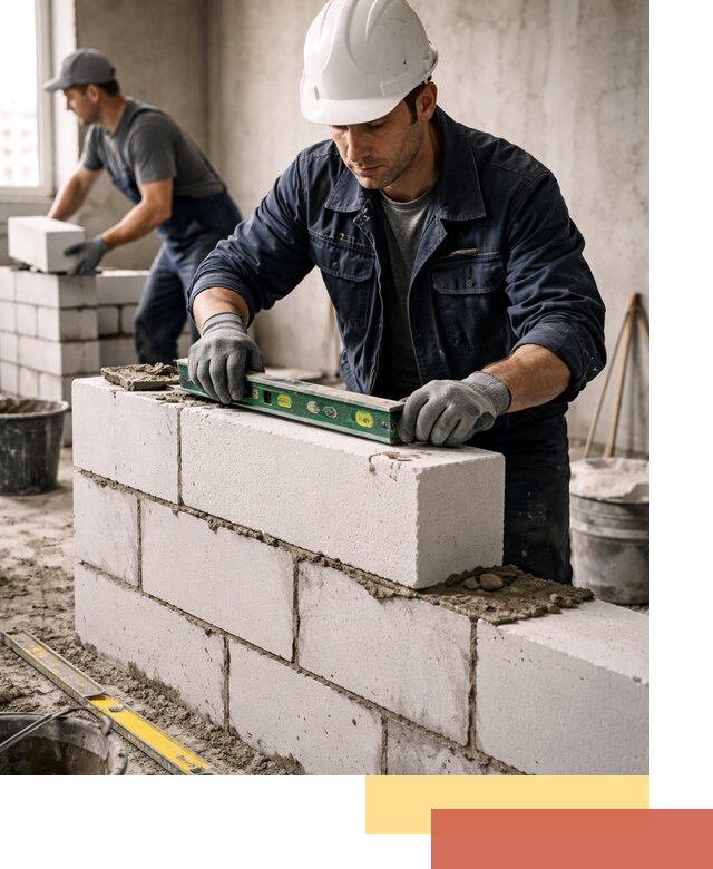 Кладка перегородок из пеноблока под ключ в Печоре