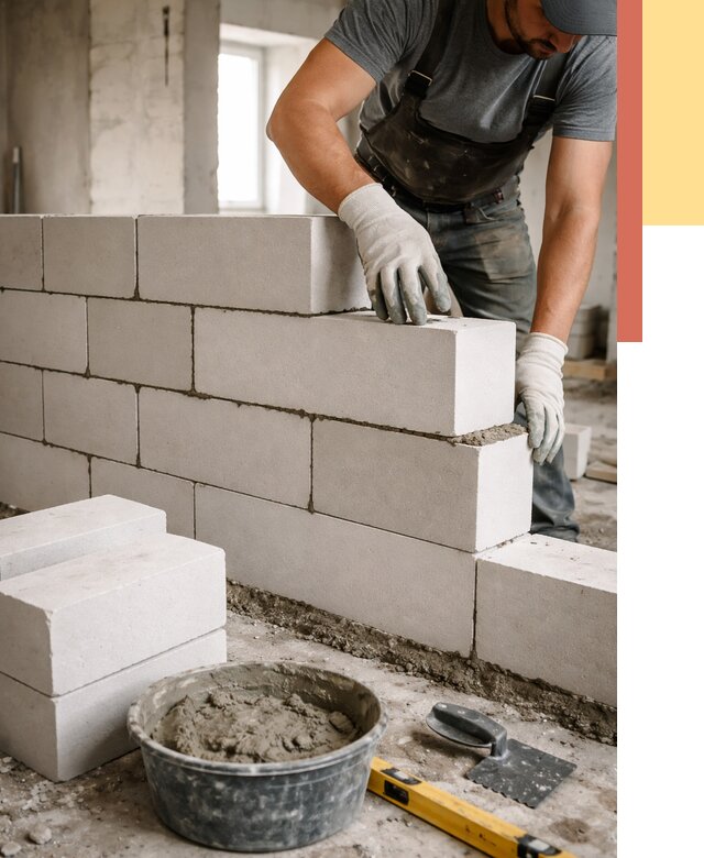 Кладка перегородок из силикатного блока в Печоре от 4073 руб. под ключ | ОТДЕЛОЧНИК-Пчр