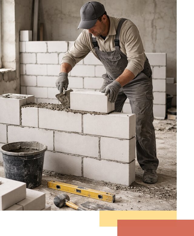 Кладка перегородок из силикатного блока в Печоре