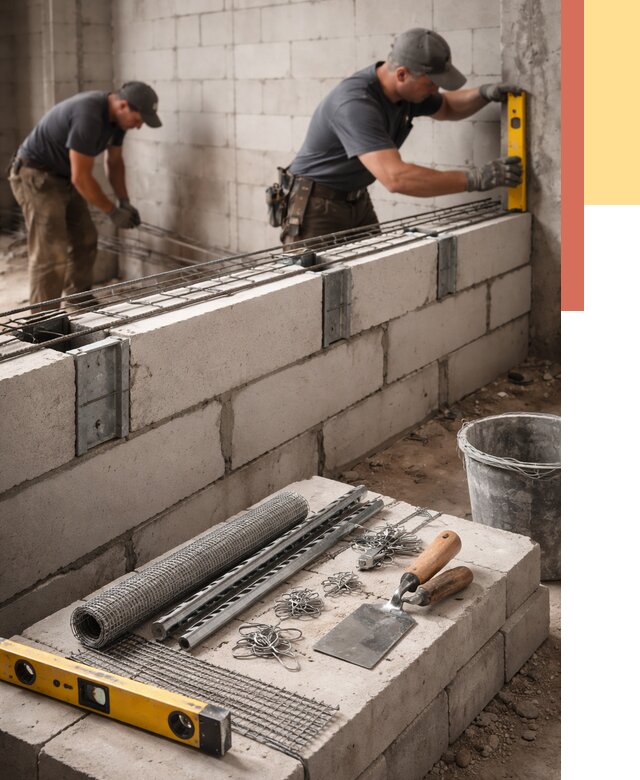 Армирование кладки перегородок в Печоре от 764 руб. под ключ | ОТДЕЛОЧНИК-Пчр