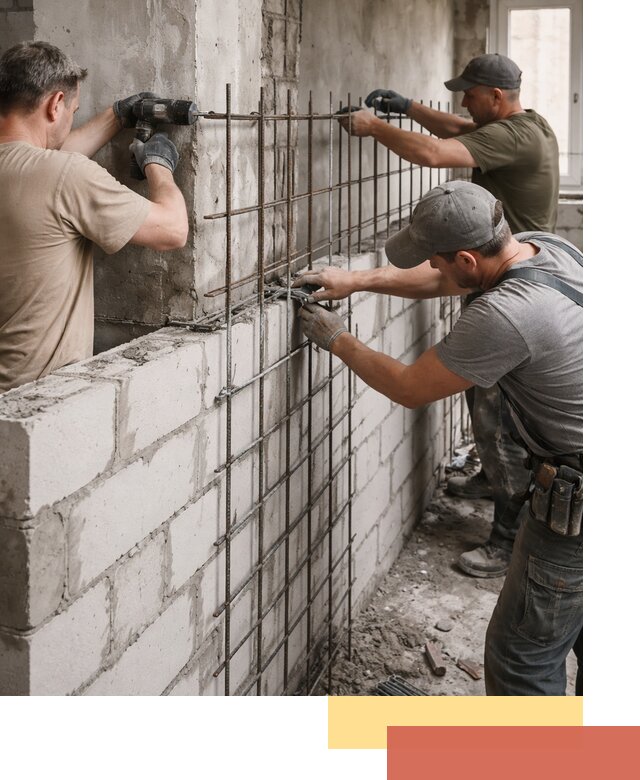 Армирование кладки перегородок в Печоре профессионально и надёжно