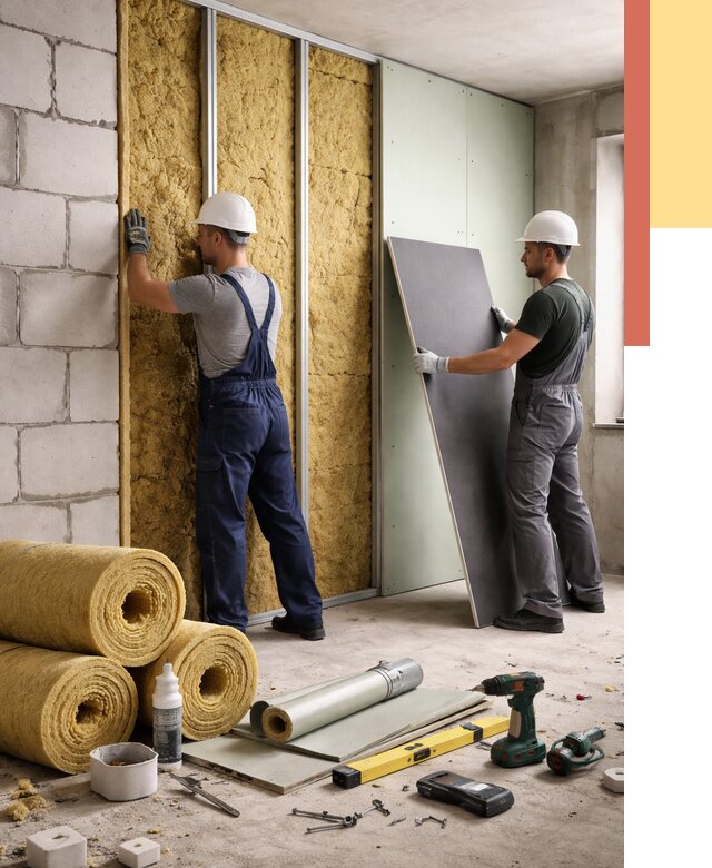 Шумоизоляция перегородок из блоков в Печоре от 1884 руб./м² — быстро и недорого | ОТДЕЛОЧНИК-Пчр