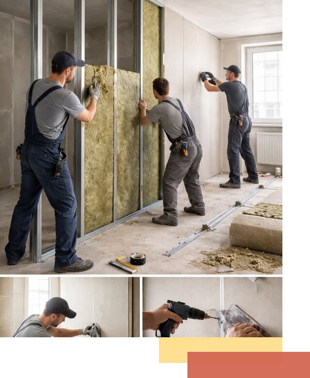 Перегородка из гипсокартона с шумоизоляцией в Печоре — монтаж под ключ