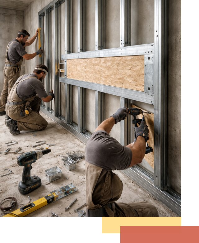 Усиленная перегородка для крепления тяжёлых конструкций в Печоре