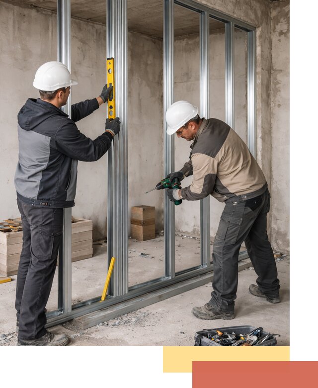 Монтаж каркаса перегородки из профиля в Печоре