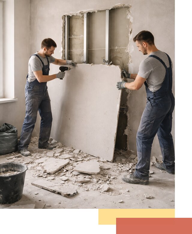 Демонтаж перегородки из гипсокартона в Печоре быстрый и аккуратный