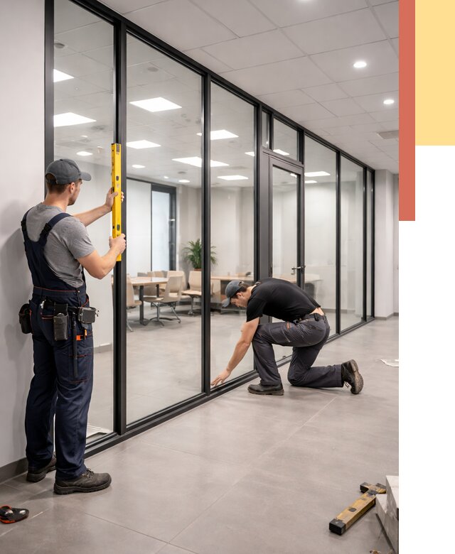 Каркасные стеклянные перегородки в Печоре под ключ от 9367 руб. | ОТДЕЛОЧНИК-Пчр