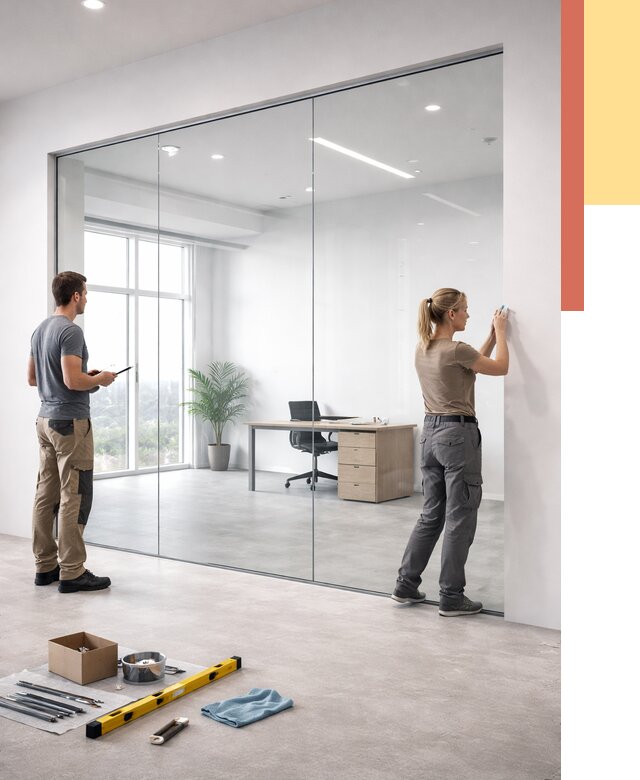 Перегородки из закаленного стекла в Печоре от 9673 руб. под ключ | ОТДЕЛОЧНИК-Пчр