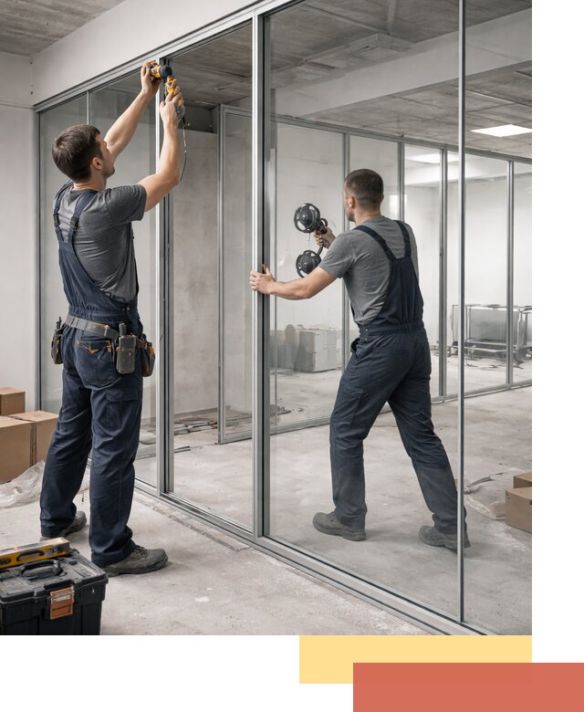 Алюминиевые перегородки со стеклом в Печоре — изготовление и монтаж