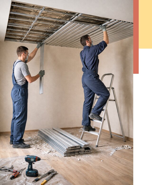 Демонтаж реечного потолка в Печоре от 4582 руб. быстро и недорого | ОТДЕЛОЧНИК-Пчр