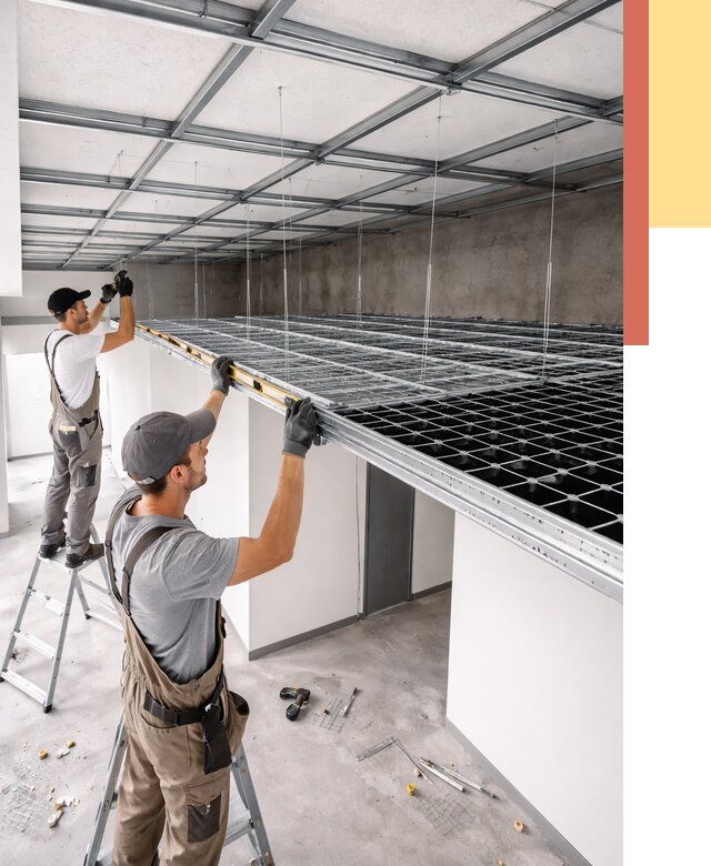 Монтаж потолка грильято в Печоре от 458 руб./м² — быстрая сборка под ключ | ОТДЕЛОЧНИК-Пчр