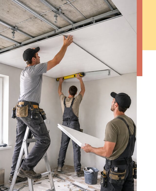 Монтаж потолка из ПВХ панелей в Печоре от 3564 руб./м2 — быстро и недорого | ОТДЕЛОЧНИК-Пчр