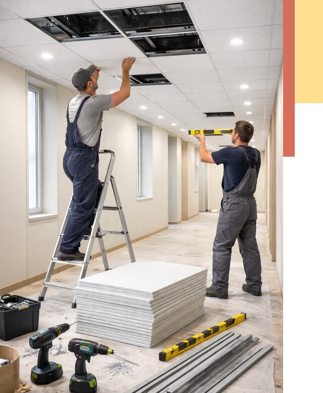 Ремонт потолка Армстронг в Печоре от 4582 руб. — быстро и недорого | ОТДЕЛОЧНИК-Пчр