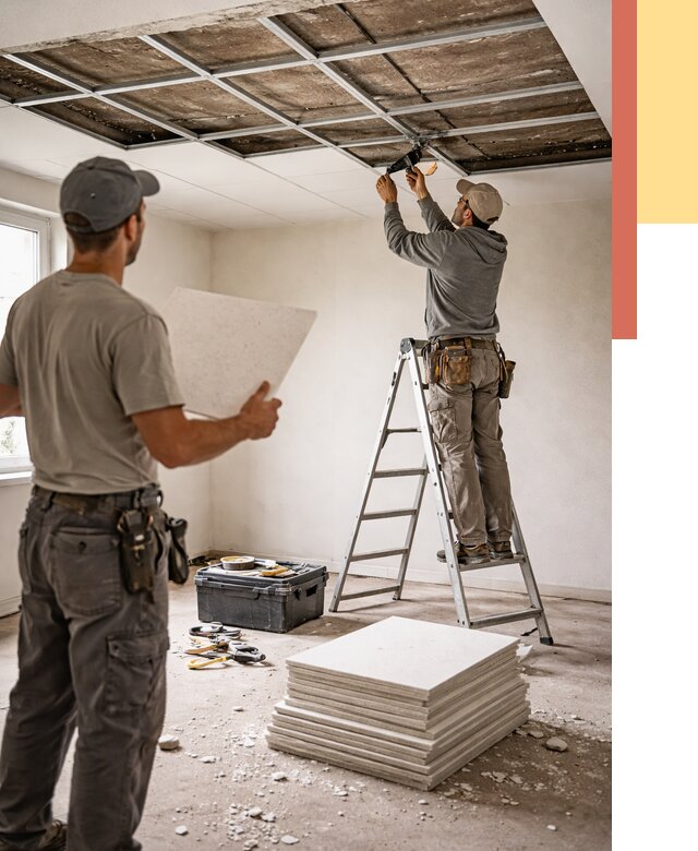 Замена плит подвесного потолка в Печоре от 1782 руб. быстро и недорого | ОТДЕЛОЧНИК-Пчр
