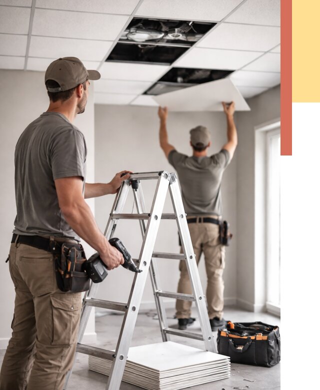 Обслуживание подвесного потолка в Печоре от 3564 руб. — быстро и недорого | ОТДЕЛОЧНИК-Пчр