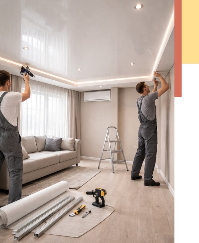 Монтаж глянцевого натяжного потолка в Печоре от 764 руб. под ключ | ОТДЕЛОЧНИК-Пчр