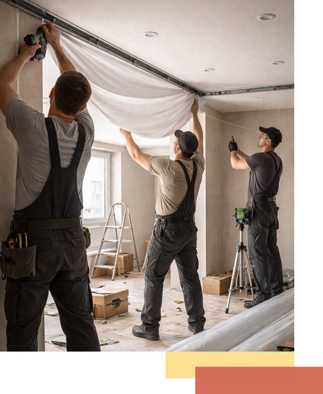 Монтаж парящего натяжного потолка под ключ в Печоре