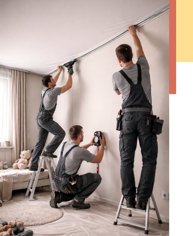 Монтаж натяжного потолка в детской в Печоре от 3564 руб. — быстро и недорого | ОТДЕЛОЧНИК-Пчр