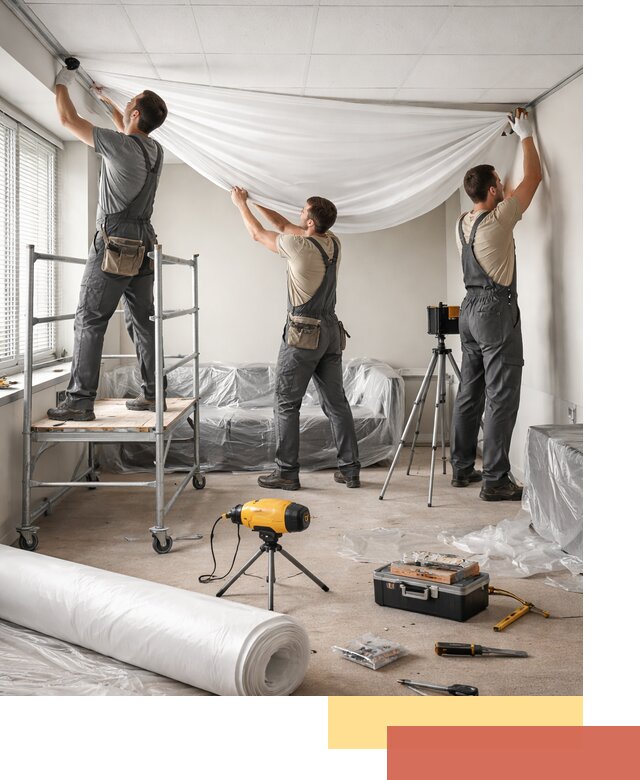 Монтаж натяжного потолка в офисе в Печоре