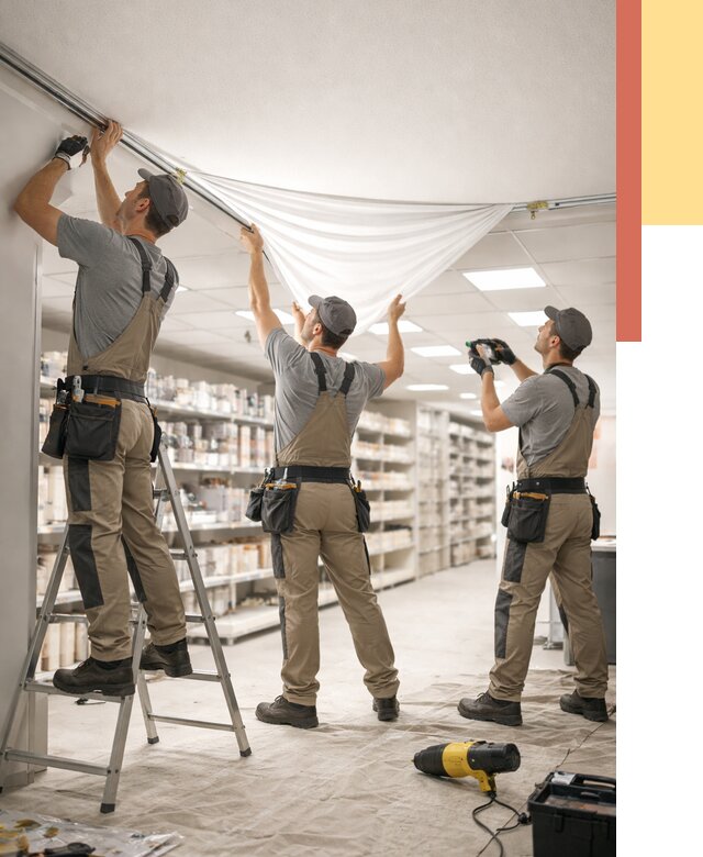 Монтаж натяжного потолка в магазине в Печоре от 4582 руб. быстро и недорого | ОТДЕЛОЧНИК-Пчр