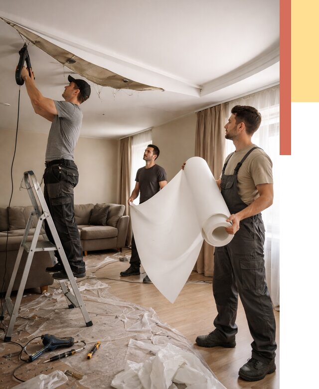 Замена полотна натяжного потолка в Печоре от 9673 руб. быстро и недорого | ОТДЕЛОЧНИК-Пчр