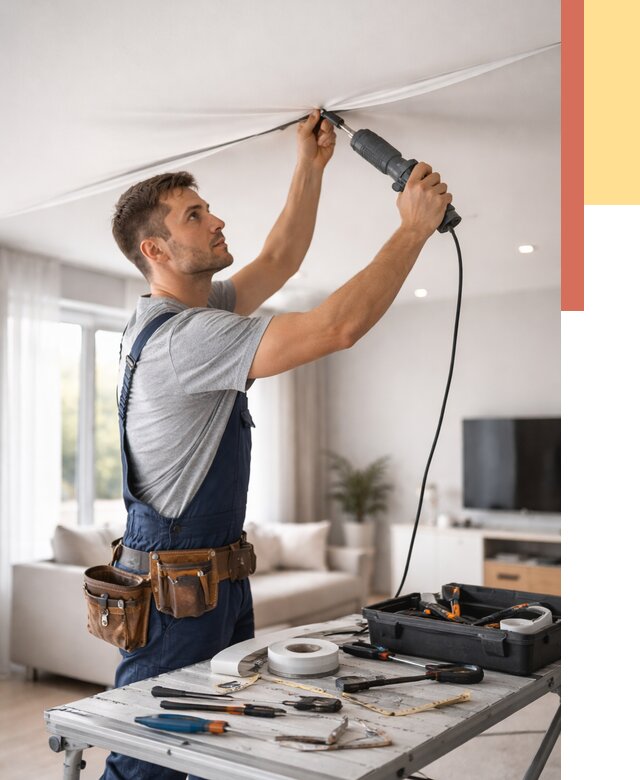 Ремонт натяжных потолков в Печоре от 9673 руб. под ключ — ОТДЕЛОЧНИК-Пчр