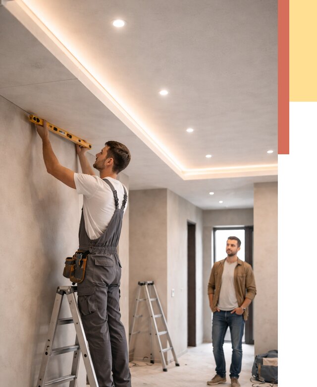 Потолок из гипсокартона с подсветкой в Печоре от 764 руб./м2 под ключ | ОТДЕЛОЧНИК-Пчр