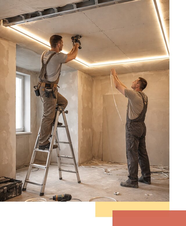 Потолок из гипсокартона с подсветкой в Печоре