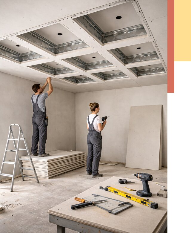 Кессонный потолок из гипсокартона в Печоре от 1884 руб. — монтаж и под ключ | ОТДЕЛОЧНИК-Пчр