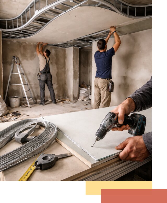 Криволинейный потолок из гипсокартона в Печоре — монтаж и отделка