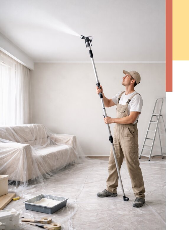 Покраска потолка краскопультом в Печоре от 4582 руб. быстро и недорого | ОТДЕЛОЧНИК-Пчр