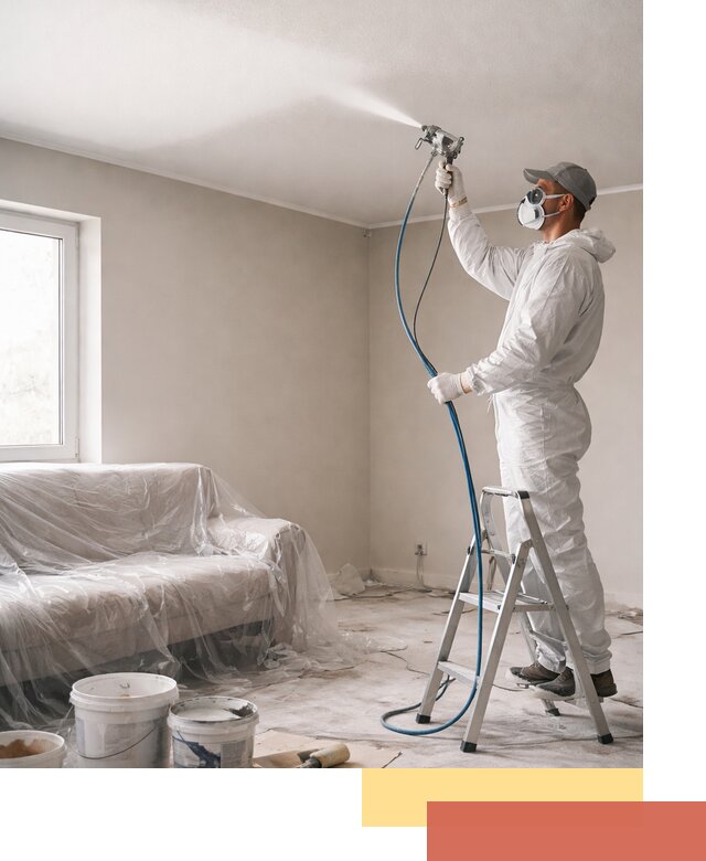 Покраска потолка краскопультом в Печоре быстро и качественно