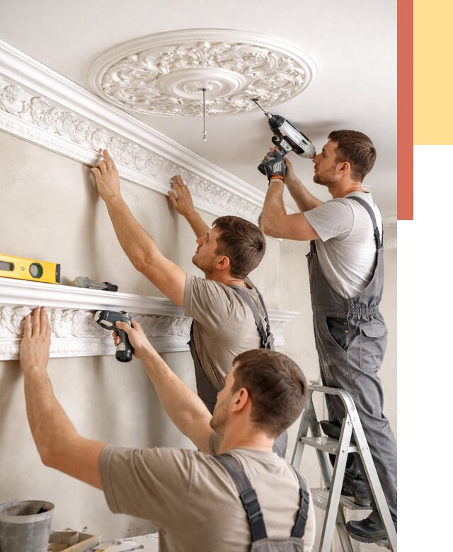 Монтаж лепнины на потолок в Печоре от 3258 руб. быстро и недорого | ОТДЕЛОЧНИК-Пчр